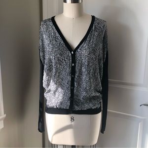 THEORY Theyskens Silk Viscose Net Black Cardigan